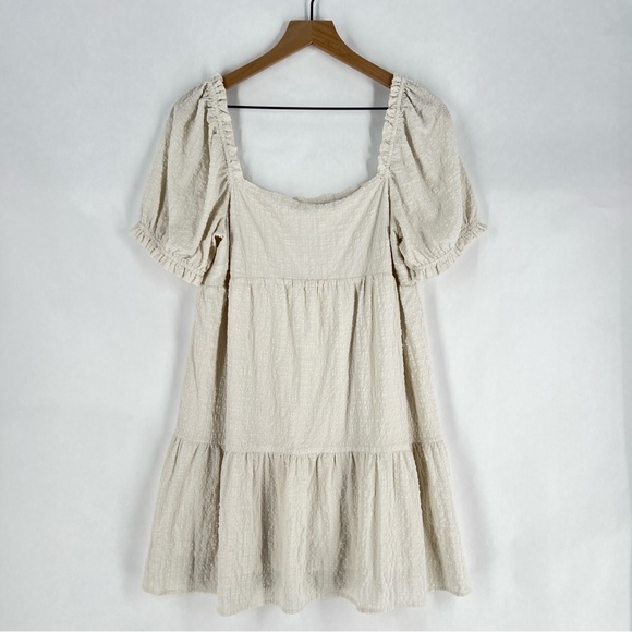 Sophie Rue Dresses & Skirts - Sophie‎ Rue Cream Lightweight Textured Puff Sleeve Peasant Mini Dress Size L